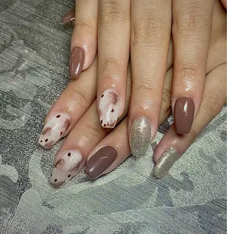 ネイル I-nailロング /ワンホン/キラキラのネイルデザイン