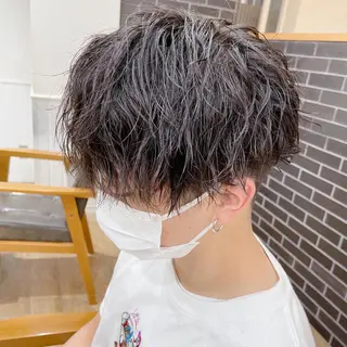 ショート パーマ メンズ 🤎ベージュカラー 🐶メンズパーマのヘアスタイル