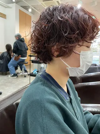 ショート パーマ パーマ/透明感カラー /ボブ/吉田一生のヘアスタイル