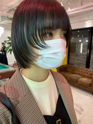 ショート カラー ヘアアレンジ 🧨ブリーチー×ボブ レイヤー💎じゅえるのヘアスタイル