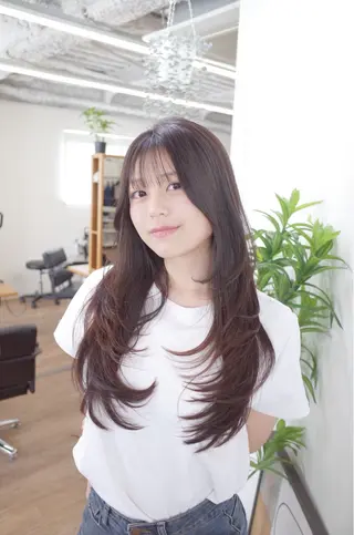 セミロング カラー 渋谷レイヤーカット❌ 縮毛矯正専門/武田涼のヘアスタイル