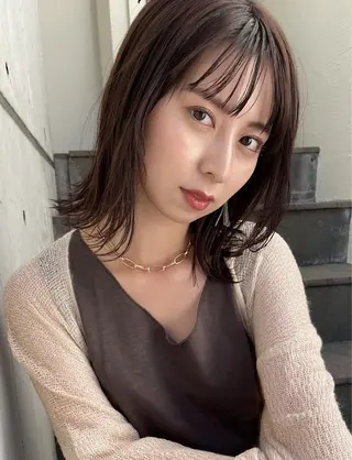 ミディアム hoNua. 栄/透明感カラーのヘアスタイル