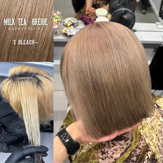 ショート カラー hair&beauty geen 東大宮店所属・あんず/ワンカラー ベージュ/明るめのヘアスタイル