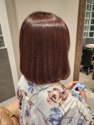 ショート カラー あかね☆ヘアアレンジ /ボブ/縮毛矯正のヘアスタイル