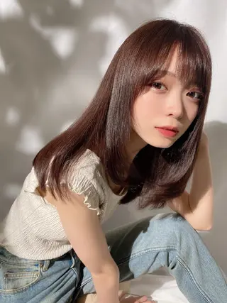 セミロング カラー パーマ 新宿✨顔周りカット 韓国ヘア/坂本亜裟海のヘアスタイル