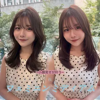 セミロング カラー レイヤー×顔周 り×髪質改善/MIUのヘアスタイル