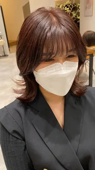 ミディアム カラー i.osaka所属・たつ/レイヤーカット 顔周り/髪質改善のヘアスタイル