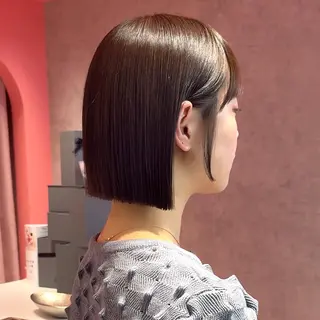 ショート カラー 山崎/ボブ縮毛矯正 レイヤー髪質改善のヘアスタイル