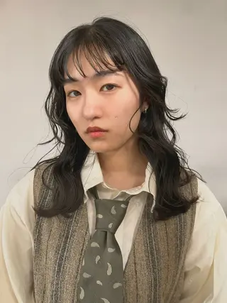 セミロング カラー 武井　弘希 ブリーチなしカラー✨のヘアスタイル