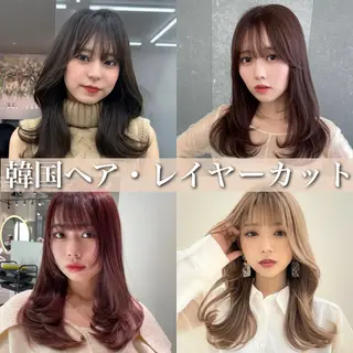 セミロング カラー ダブルカラー 韓国レイヤーKYONのヘアスタイル