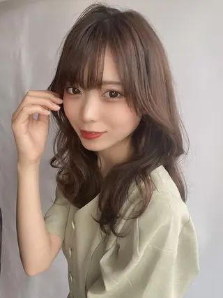 ミディアム カラー パーマ 新宿✨顔周りカット 韓国ヘア/坂本亜裟海のヘアスタイル