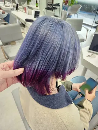 ミディアム カラー 推しアニメカラー🌈 ツヤ透明感カラー🦄のヘアスタイル