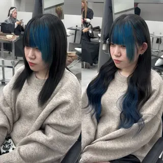 セミロング 羽エクステ/シール エクステ/横浜駅5分のヘアスタイル