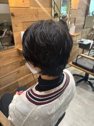 ショート パーマ 咲月/モード風/ボブ /ナチュラルカラーのヘアスタイル