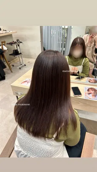 セミロング rio￤ブラウン￤暗 髪￤縮毛矯正🌙のヘアスタイル