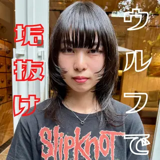 ミディアム 【ロングウルフカット 姫カット】伊藤裕哉のヘアスタイル