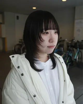 ミディアム ハイトーン/ ウルフ/suzuhaのヘアスタイル