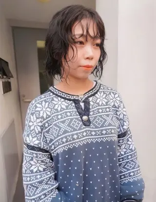 ミディアム パーマ 原田 朱里のヘアスタイル