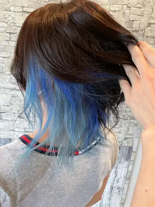 カラー セミロング 派手髪/ハイトーン/ エクステ✨ユウキのヘアスタイル