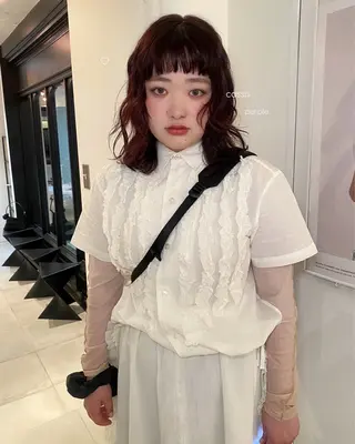 セミロング パーマ riria/ボブ /ブラウンカラー🎀のヘアスタイル