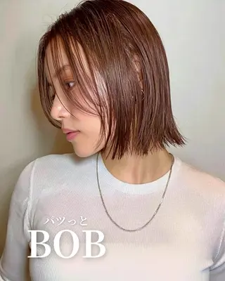 ミディアム カラー 切りっぱなしボブ /銀座/ケンタロウのヘアスタイル