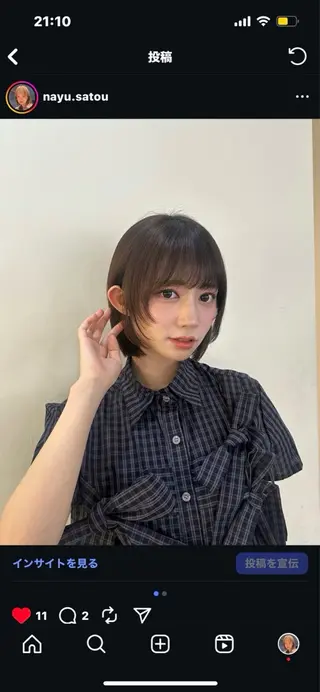 ショート カラー レイヤー/ボブ/透明 感カラー/佐藤奈由のヘアスタイル