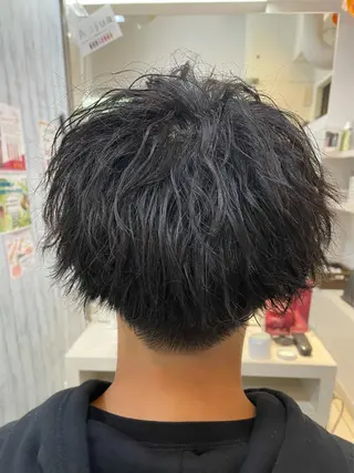 ショート パーマ メンズ 髪質改善× ハイライト溝江のヘアスタイル