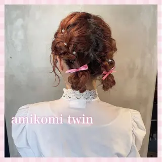 ミディアム ヘアアレンジ 💗ガーリーヘア🎀 saki💗のヘアスタイル