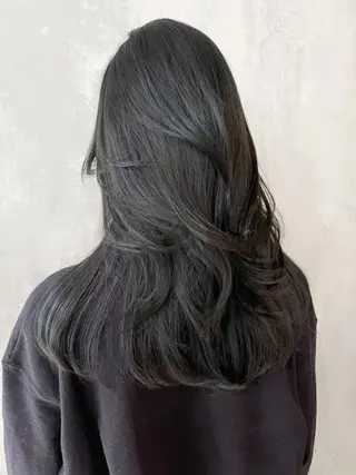 カラー パーマ セミロング ヘアアレンジ ITbyALBUM 藤沢店のヘアスタイル