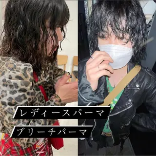 ミディアム カラー スパイラルパーマ 🌐hina⭐️のヘアスタイル