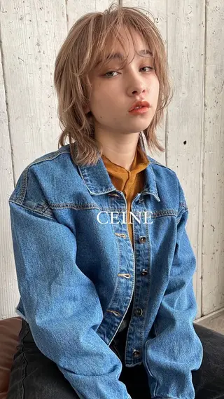 ミディアム カラー パーマ CEINE【セーヌ】 三軒茶屋のヘアスタイル