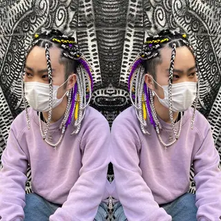 ロング カラー パーマ ヘアアレンジ メンズ マツエク・マツパ haco+所属・🌈派手髪エクステ ブレイズ🌈ひろとのヘアスタイル