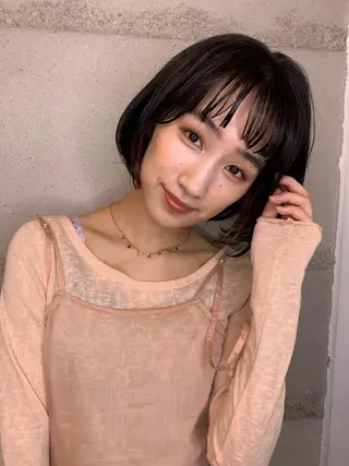 ミディアム カラー 透明感/オリーブ/ グレージュ/YUKAのヘアスタイル