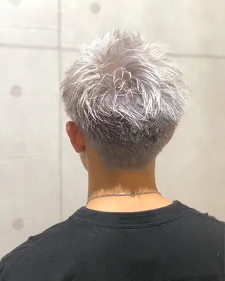 ショート カラー パーマ ヘアアレンジ メンズ ハイトーン特化🤍 浦住のヘアスタイル