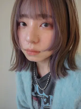 ミディアム 平野恵/透明感カラー ブリーチ/ボブのヘアスタイル