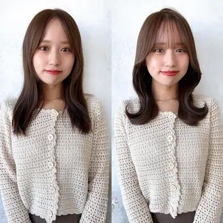 セミロング カラー 顔周り/くびれヘア 韓国ヘア💕風間るなのヘアスタイル