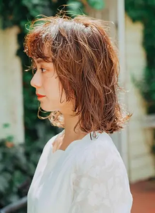 ミディアム カラー ブリーチなしWカラー /酸性ストレート河本のヘアスタイル