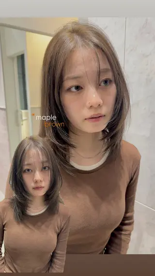 ミディアム 捺葵 @72tomi__のヘアスタイル