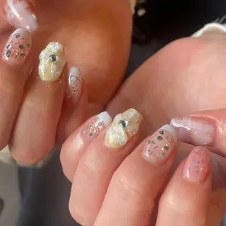 ネイル amuse 手書きニュアンスのネイルデザイン