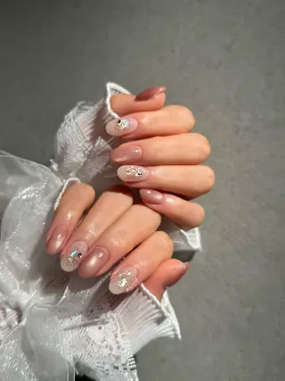 ネイル I-nailロング /ワンホン/キラキラのネイルデザイン