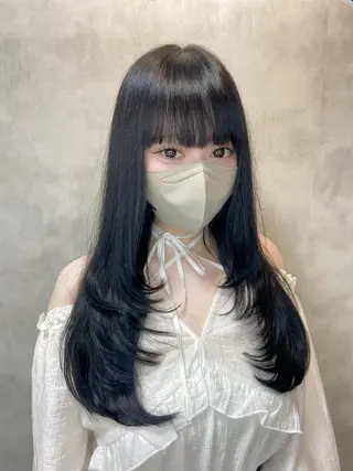 ロング カラー ヘアアレンジ レイヤー×透明感カラ ーHAYATOのヘアスタイル