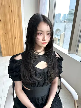 ロング カラー 🇰🇷韓国風くびれ ヘア🇰🇷中村優大のヘアスタイル