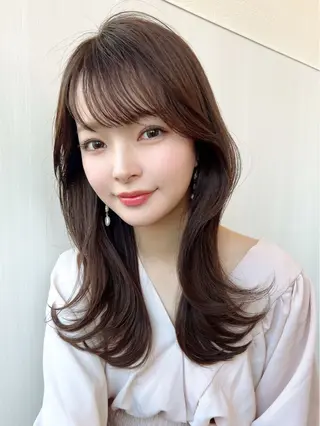 セミロング カラー ヘアアレンジ RIHO/愛されモテ /透明感カラーのヘアスタイル