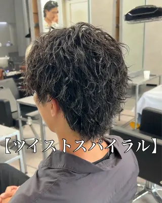 ミディアム パーマ メンズ 江藤 竜広のヘアスタイル