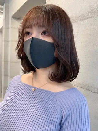 ミディアム カラー 透明感/オリーブ/ グレージュ/YUKAのヘアスタイル