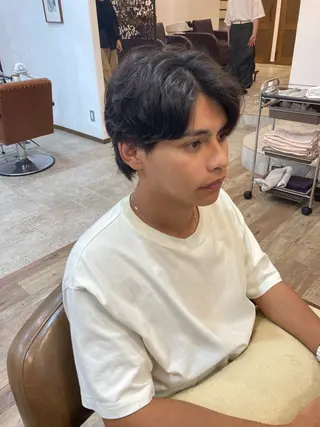 ミディアム パーマ メンズ カット特化型 美容師/栗本のヘアスタイル