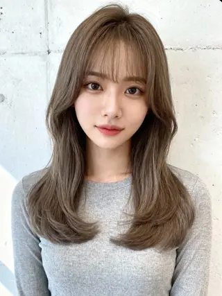 セミロング カラー 韓国レイヤーカット 🫧大阪梅田レイヤーのヘアスタイル