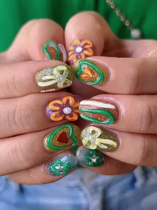 ネイル 3dパーツ/流行り 👧shushu❤️のネイルデザイン