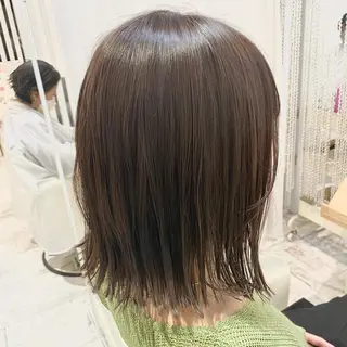 ミディアム ブリーチなしWカラー /酸性ストレート河本のヘアスタイル