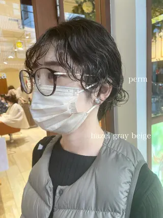 ショート カラー パーマ 清水　ちひろ ✄トップスタイリストのヘアスタイル